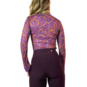 Royal Equestrian Base Layer Cavallo Le Pouvoir Sport Uv Protection Riding Top Merlot Gold