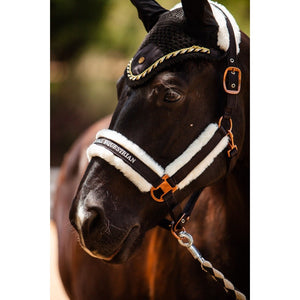 Royal Equestrian Premium Ear Bonnet Black Gold Full