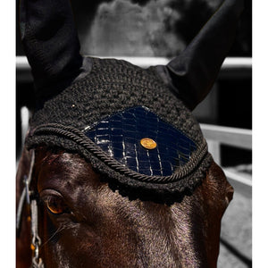 Royal Equestrian Premium Ear Bonnet Croco Black Full