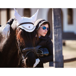 Royal Equestrian Premium Ear Bonnet White Gold Full