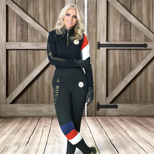 Royal Equestrian Riding Tights Heritage Team Knee Grip Black