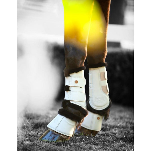 Royal Equestrian Lined Brushing Boots White Black