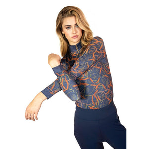 Camiseta interior ecuestre Royal Cavallo Le Pouvoir Sport con protección UV para montar a caballo, azul marino