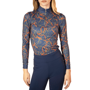 Camiseta interior ecuestre Royal Cavallo Le Pouvoir Sport con protección UV para montar a caballo, azul marino