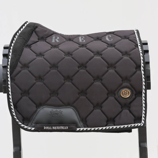 Mantilla de doma clásica Royal Equestrian negra y plateada completa