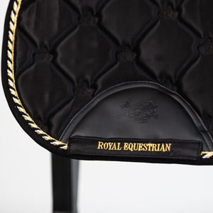 Manta de montar Royal Equestrian Jump Show, negro y dorado, completa