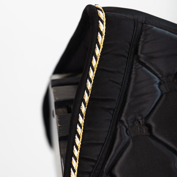 Manta de montar Royal Equestrian Jump Show, negro y dorado, completa