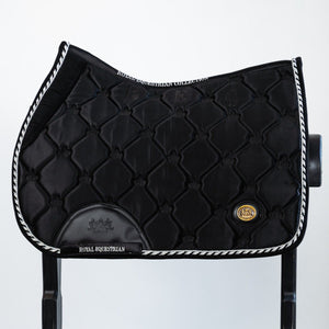 Manta de montar Royal Equestrian Jump Show, negra y plateada, completa