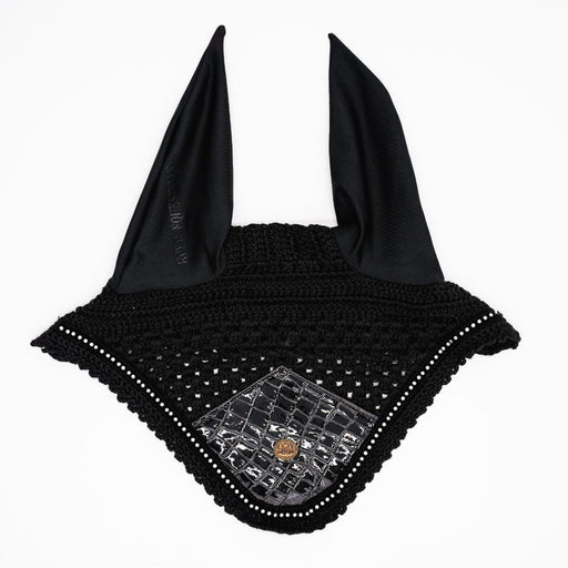 Gorro para caballos Royal Equestrian Premium Croco Negro Cristal Completo