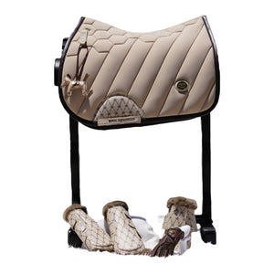 Manta de montar Royal Equestrian Regalia di Roma Jump Saddle Pad Sand Full