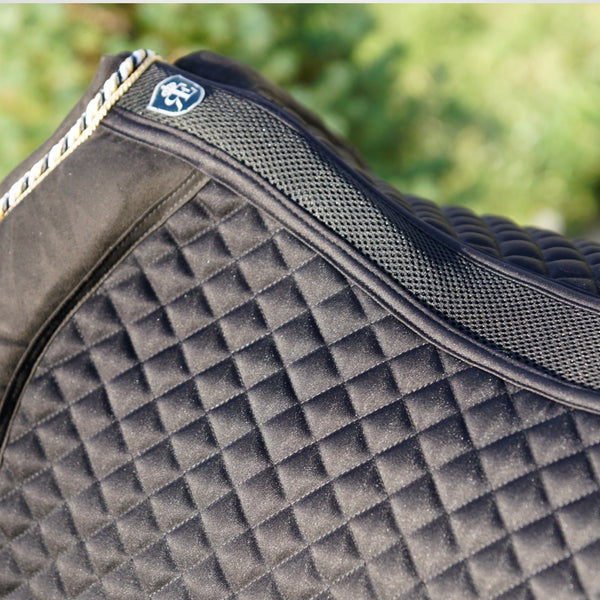 Manta de montar Royal Equestrian Dressage Pro Cooling Mesh Negro Oro