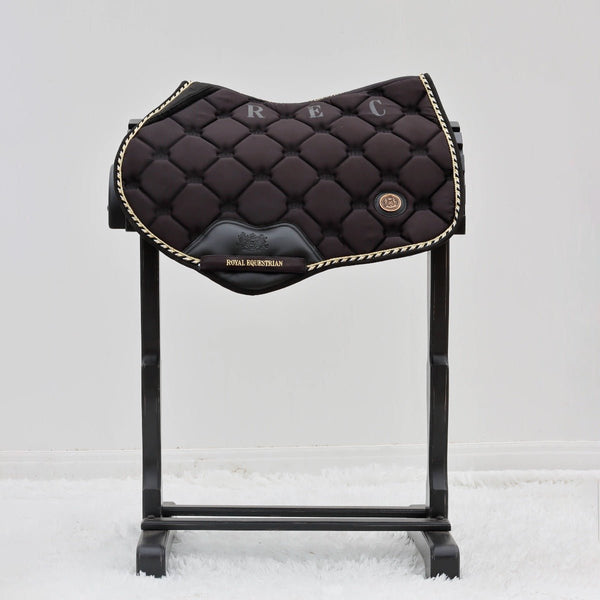 Manta de montar Royal Equestrian para salto, negro y dorado, completa