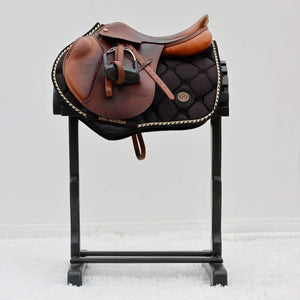 Manta de montar Royal Equestrian para salto, negro y dorado, completa