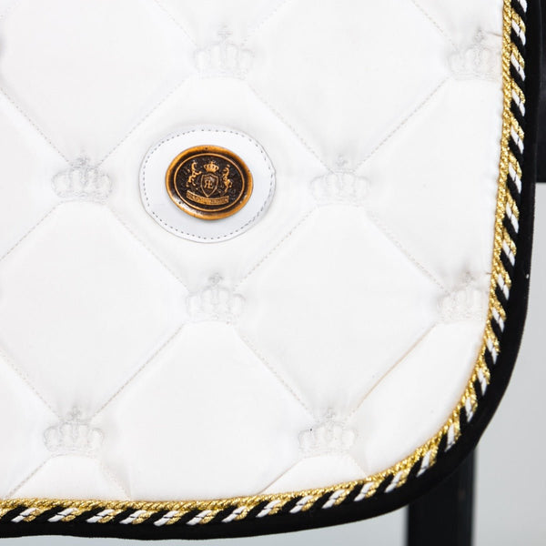 Manta de montar Royal Equestrian Jump Show, color blanco dorado