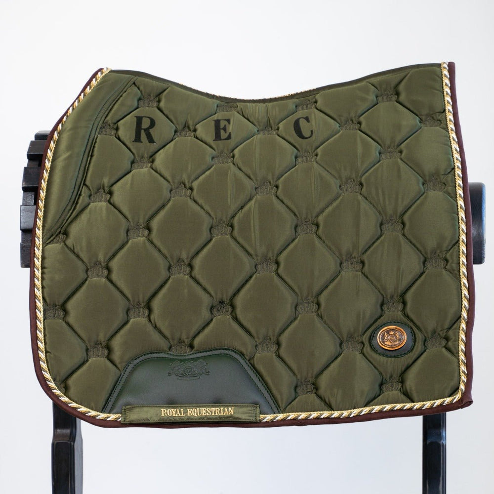 Tapis de selle de dressage Royal Equestrian Olive Gold Full