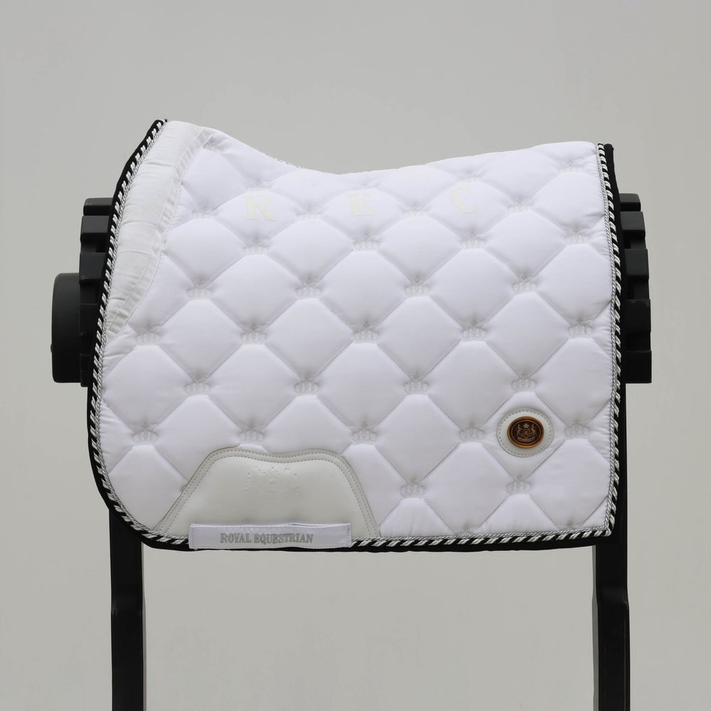 Tapis de selle de dressage Royal Equestrian White Silver Full