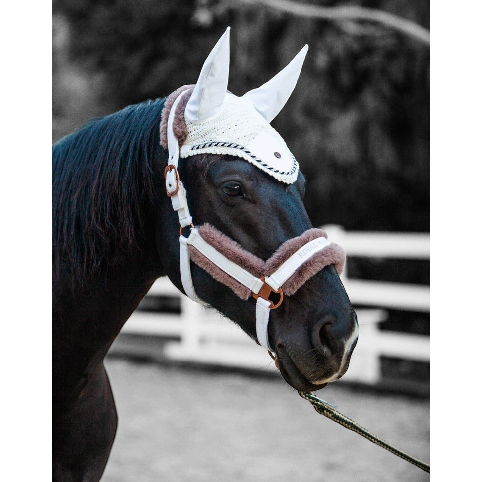 Royal Equestrian Premium Ear Bonnet White Silver Full