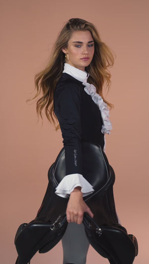 Royal Equestrian Chemise Brenda de compétition à manches longues avec volants blancs