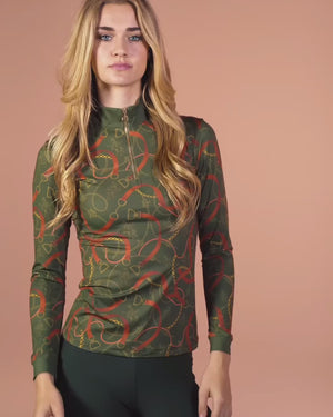 Royal Equestrian Base Layer Cavallo Le Pouvoir Sport Uv Protection Riding Top Olive