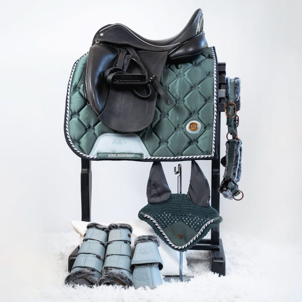 Royal Equestrian Dressage Pad per sella blu marino completo