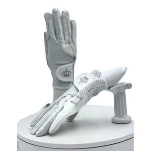 Guanti da equitazione in pelle Royal Equestrian Crystal White