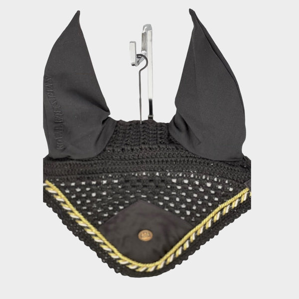 Royal Equestrian Premium Ear Bonnet nero oro completo