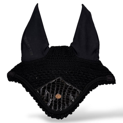 Royal Equestrian Premium Ear Bonnet Croco Nero Completo
