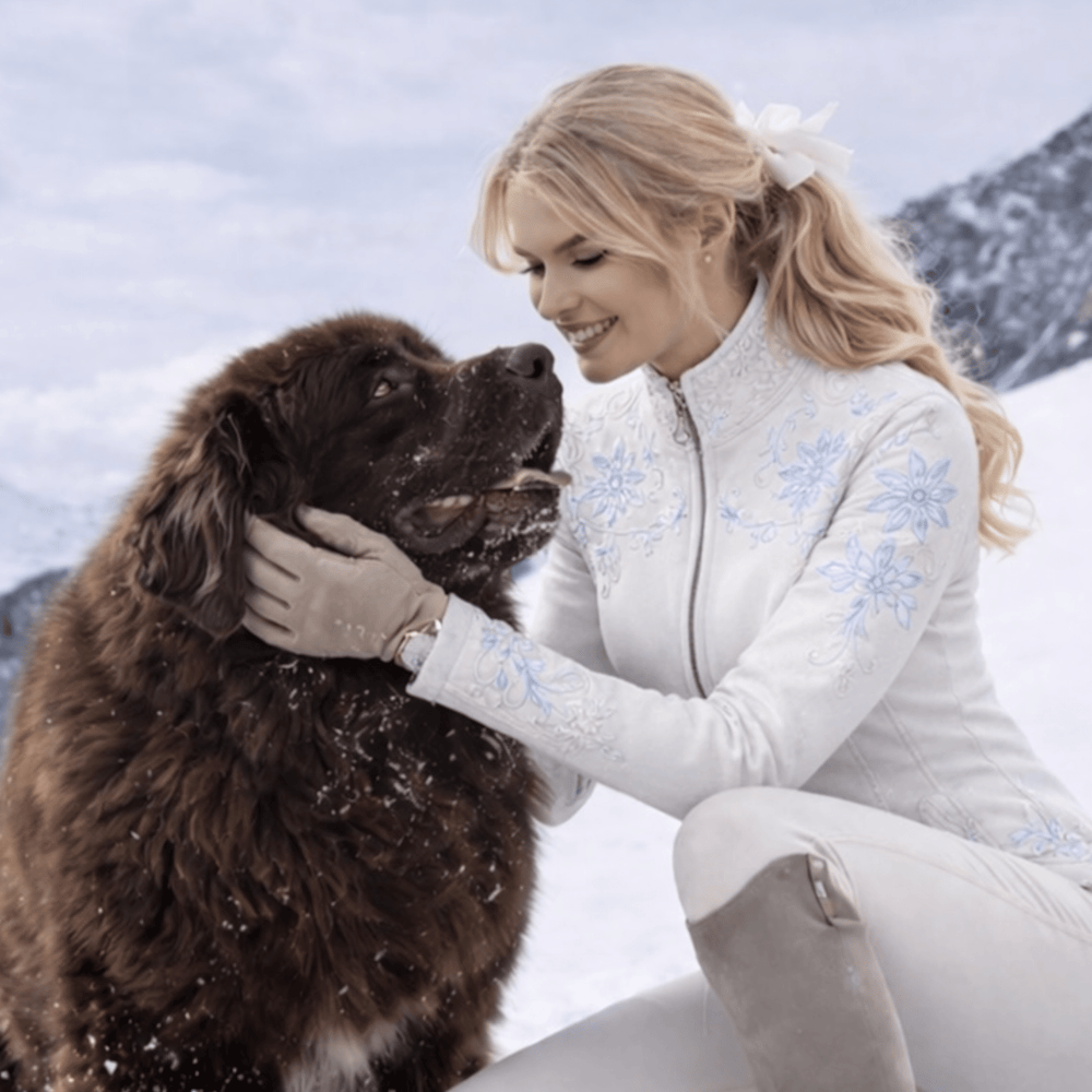 Giacca da equitazione reale Princess of the North con pizzo blu ghiaccio