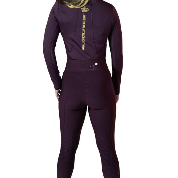 Royal Equestrian Calzamaglia da equitazione al ginocchio Borgogna
