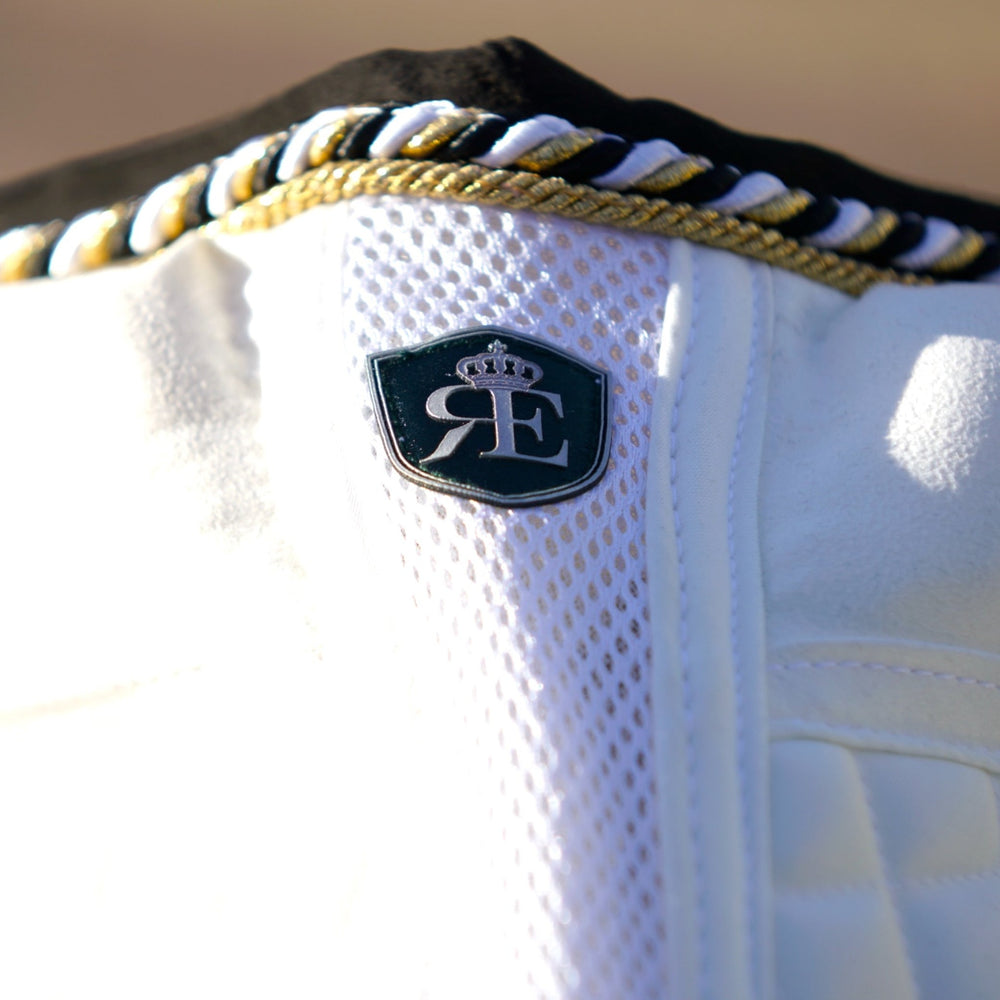 Royal Equestrian Dressage Pad Sella oro bianco Pro Full