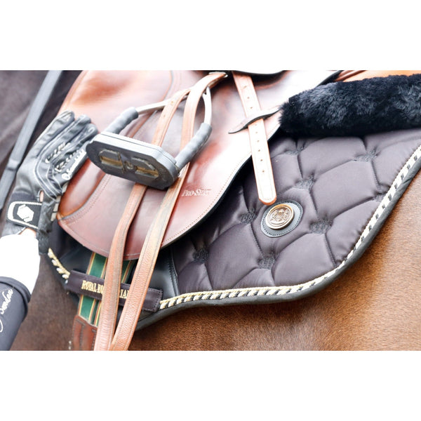 Royal Equestrian Jump Saddle Pad Nero Oro Completo