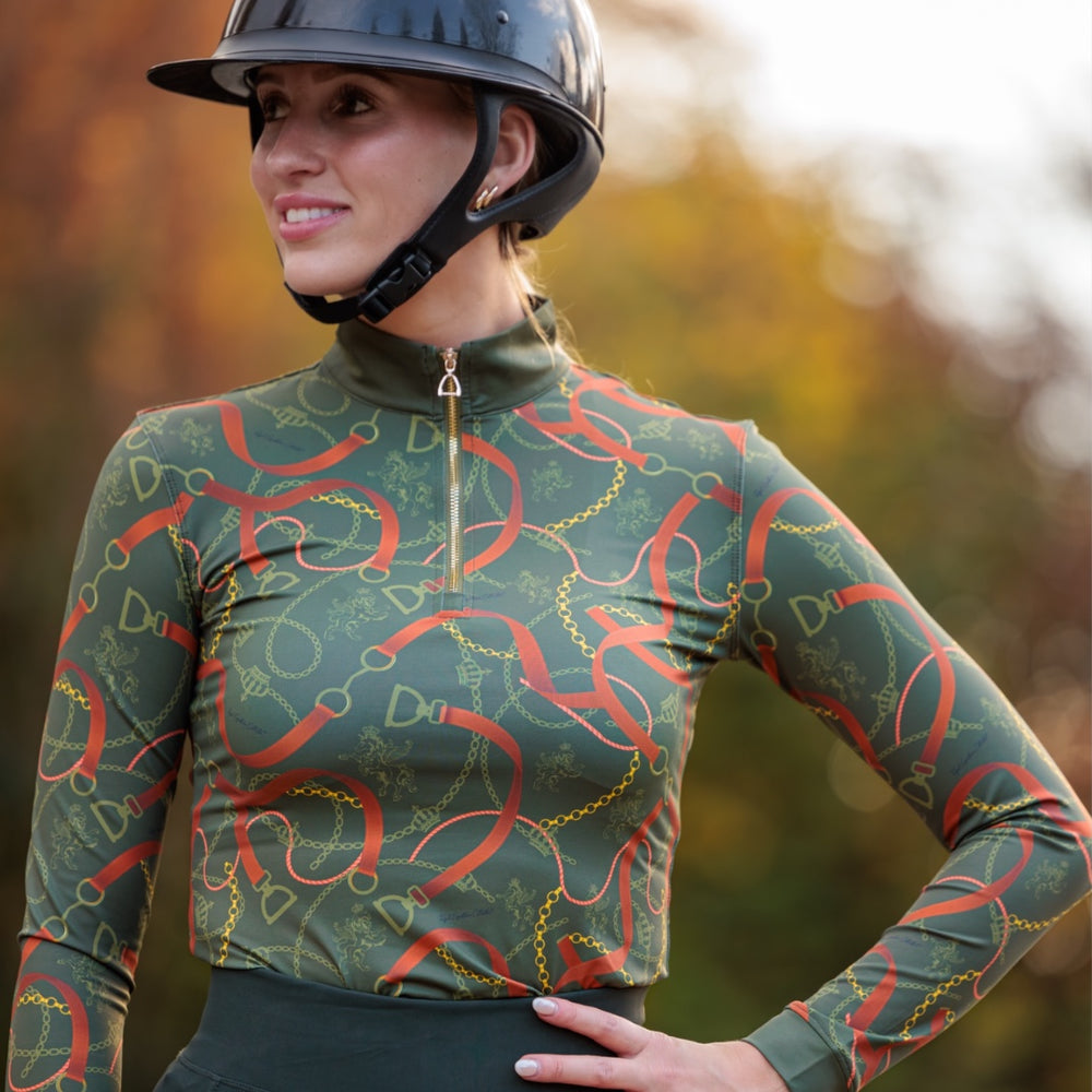 Royal Equestrian Basislaag Cavallo Le Pouvoir Sport Uv Bescherming Ruitertop Olijf