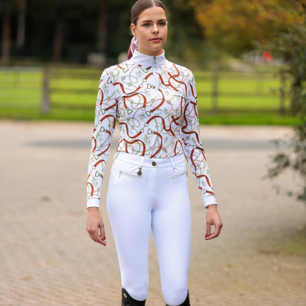 Królewskie bryczesy jeździeckie kompresyjne Cecile White