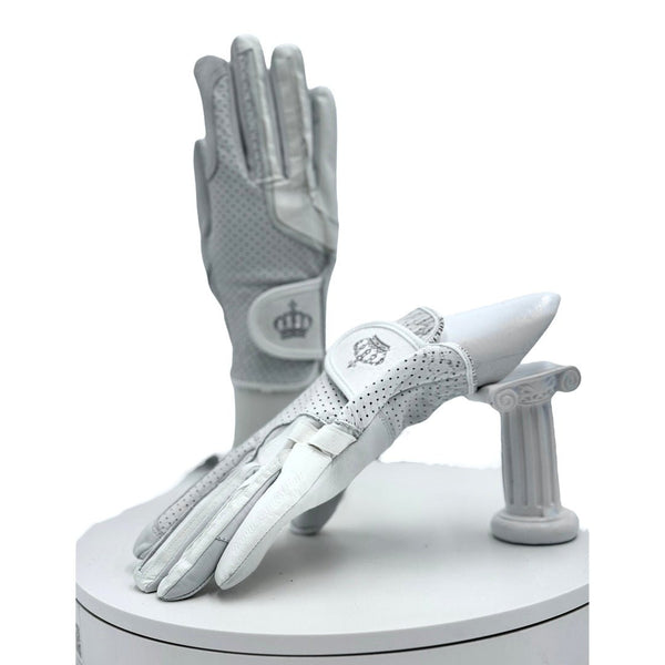 Skórzane rękawiczki jeździeckie Royal Equestrian Crystal White