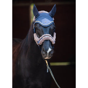 Royal Equestrian z ekologicznym futerkiem kantar granatowy Full