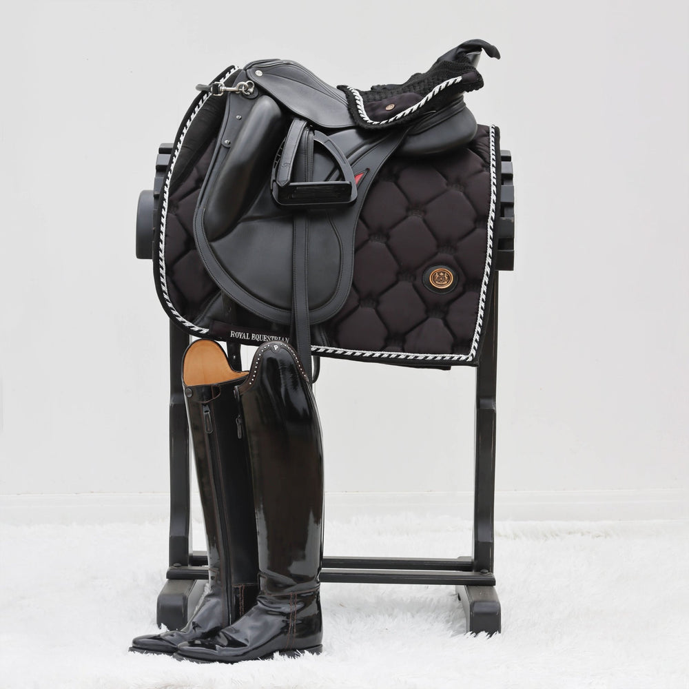 Royal Equestrian dressyr sadelunderlägg svart silver full