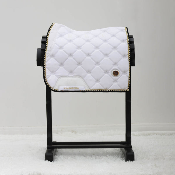 Royal Equestrian dressyr sadelunderlägg vitguld full