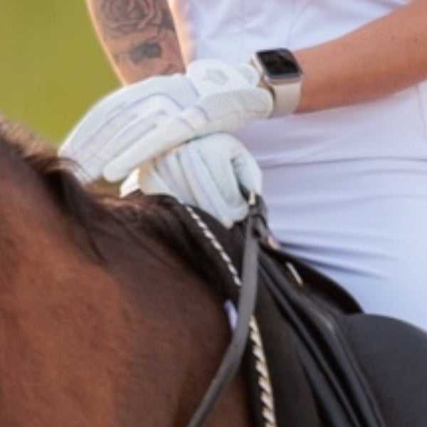 Royal Equestrian läderridhandskar Crystal White